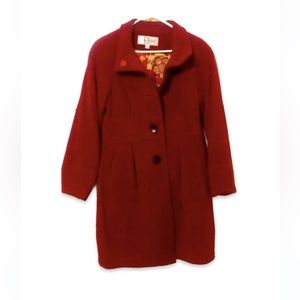 Wool coat by Donatella. button front, red, size 8